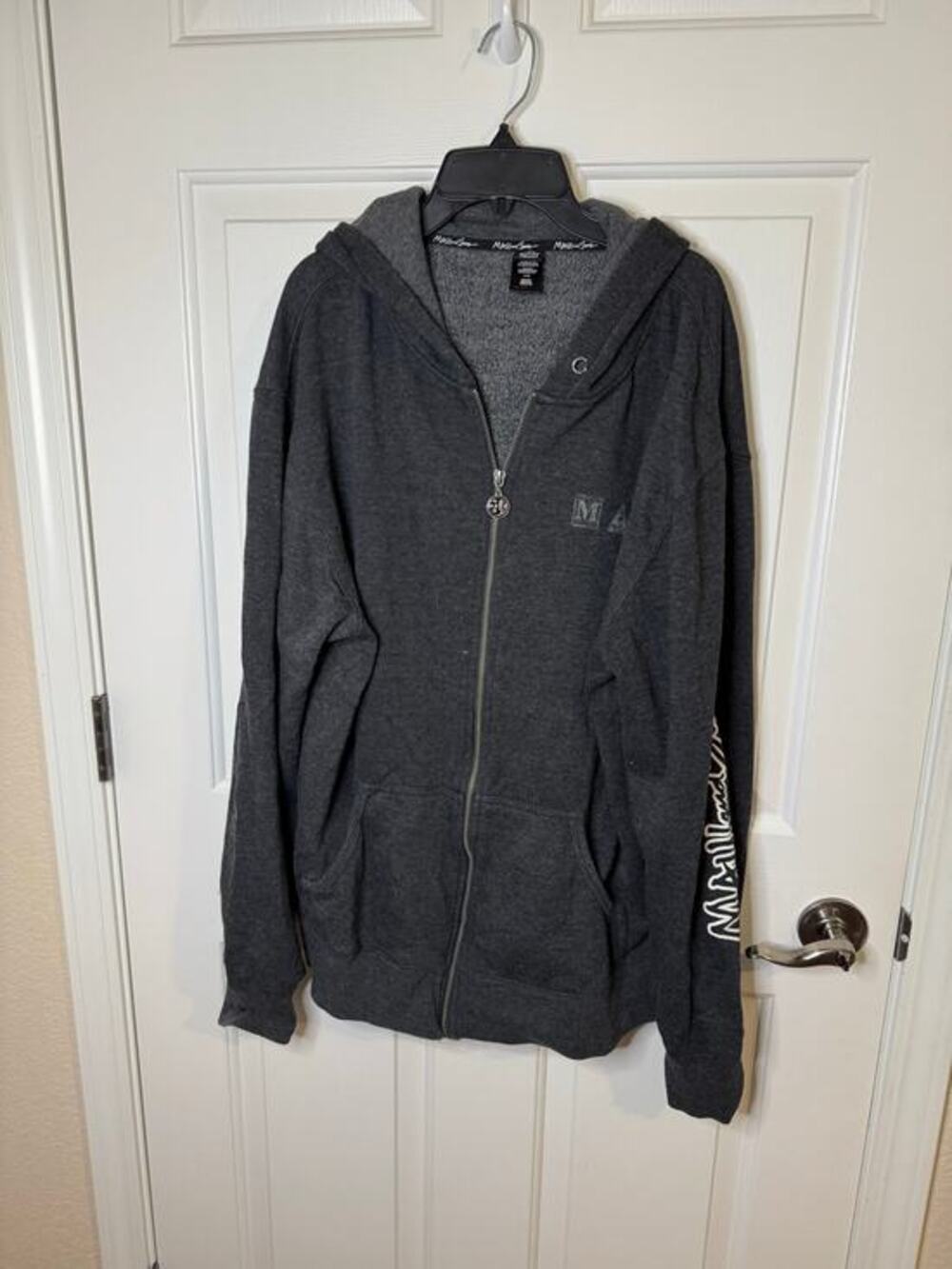 Maui and Sons Men Full Zip Cotton Hoodie Surfer Casual Charcoal Black Pockets L